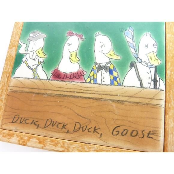 Vintage Duck Duck Duck Goose Funny Tile Trivet Maria Porges Wall Decor - Picture 2 of 5